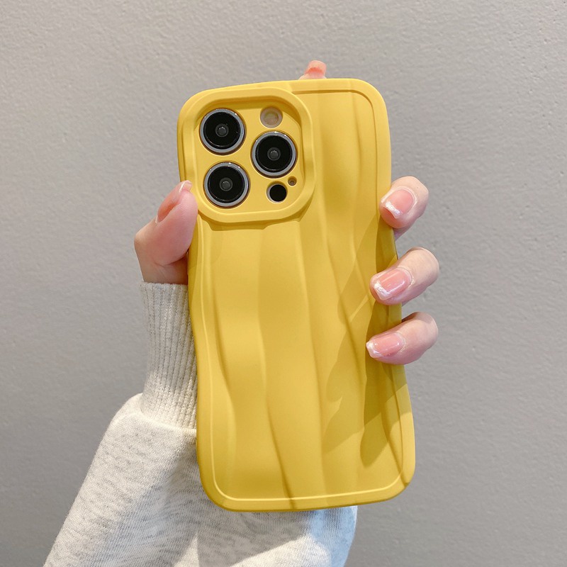 【Irregular pattern】Unique Ins Wind Liquid Silicone Ultra Soft Case for IPhone 13 14 PRO Max for Women's Yellow