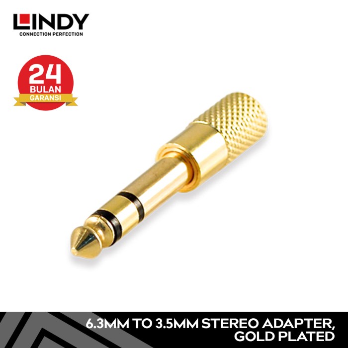 NEW Promo LINDY Audio Jack 6.3mm Male to 3.5mm Female Gold Plated Stereo
