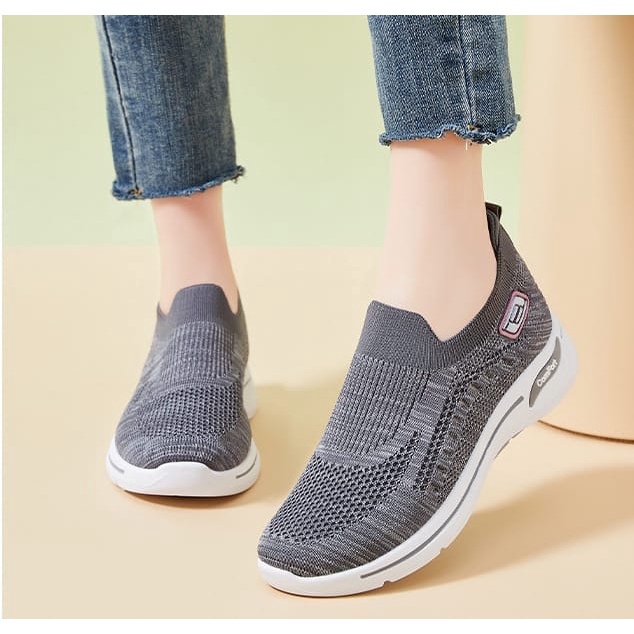 SHOEGALLERY LV0279 Sepatu Sneakers Wanita Import Tanpa Tali Sepatu Fashion Comfort Bergaris Sepatu Slip On Wanita