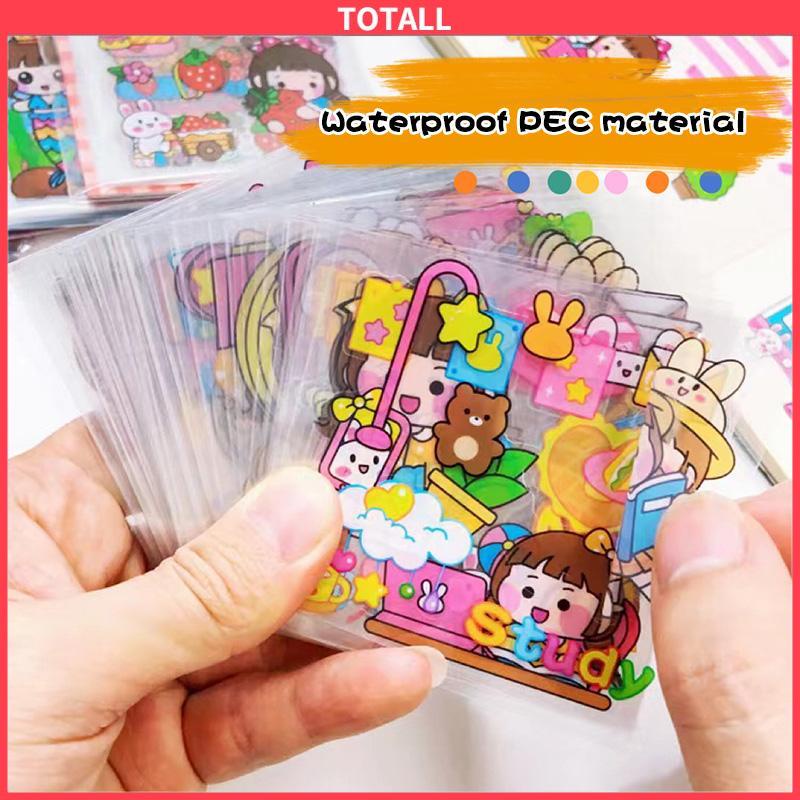 COD Bahan Scrapbook Stiker Gadis Lucu DIY Pola Kecil Stiker Cangkir Air Transparan Tahan Air-Totall