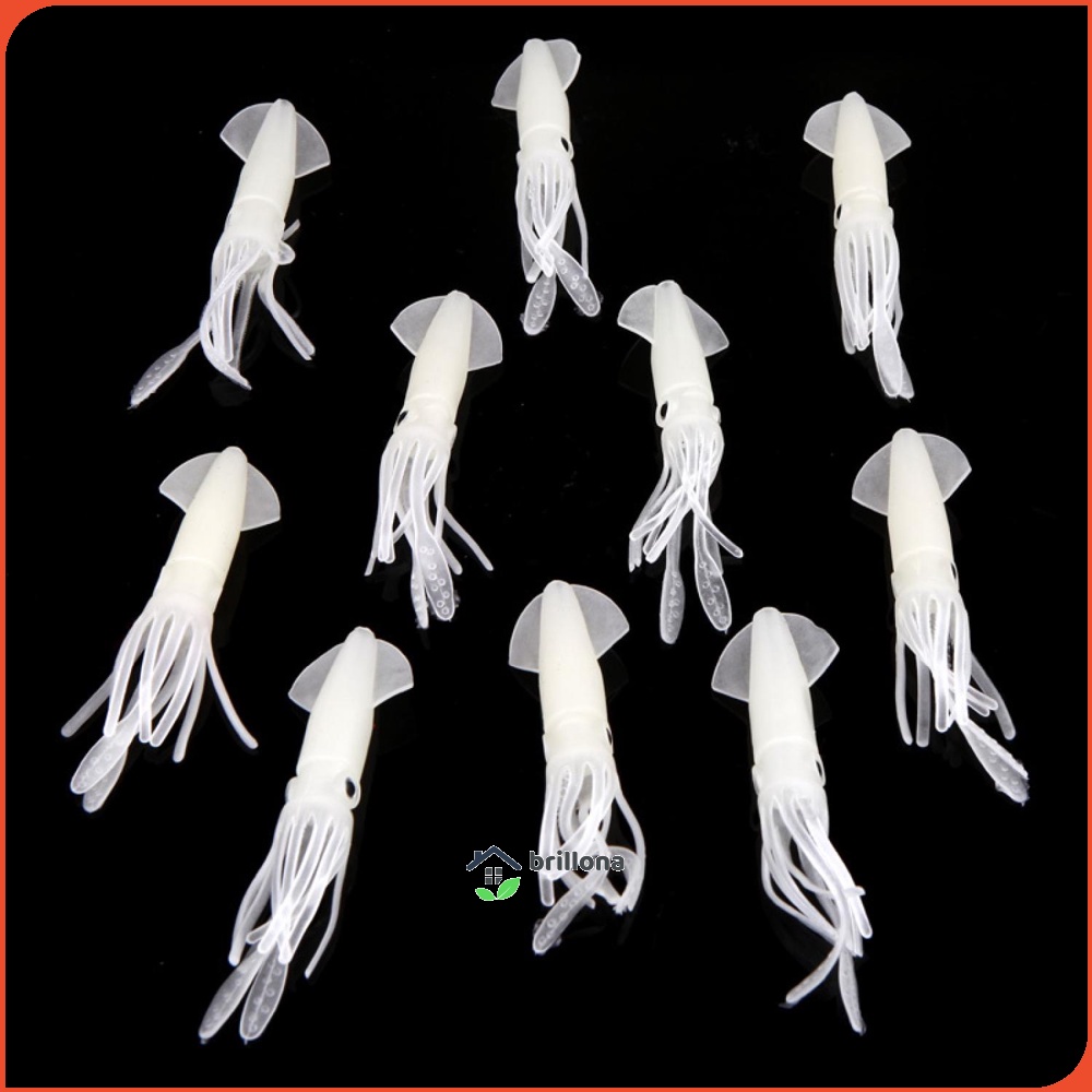 LIE GAO Umpan Pancing Luminous Squid Soft Bait Lure 10 PCS