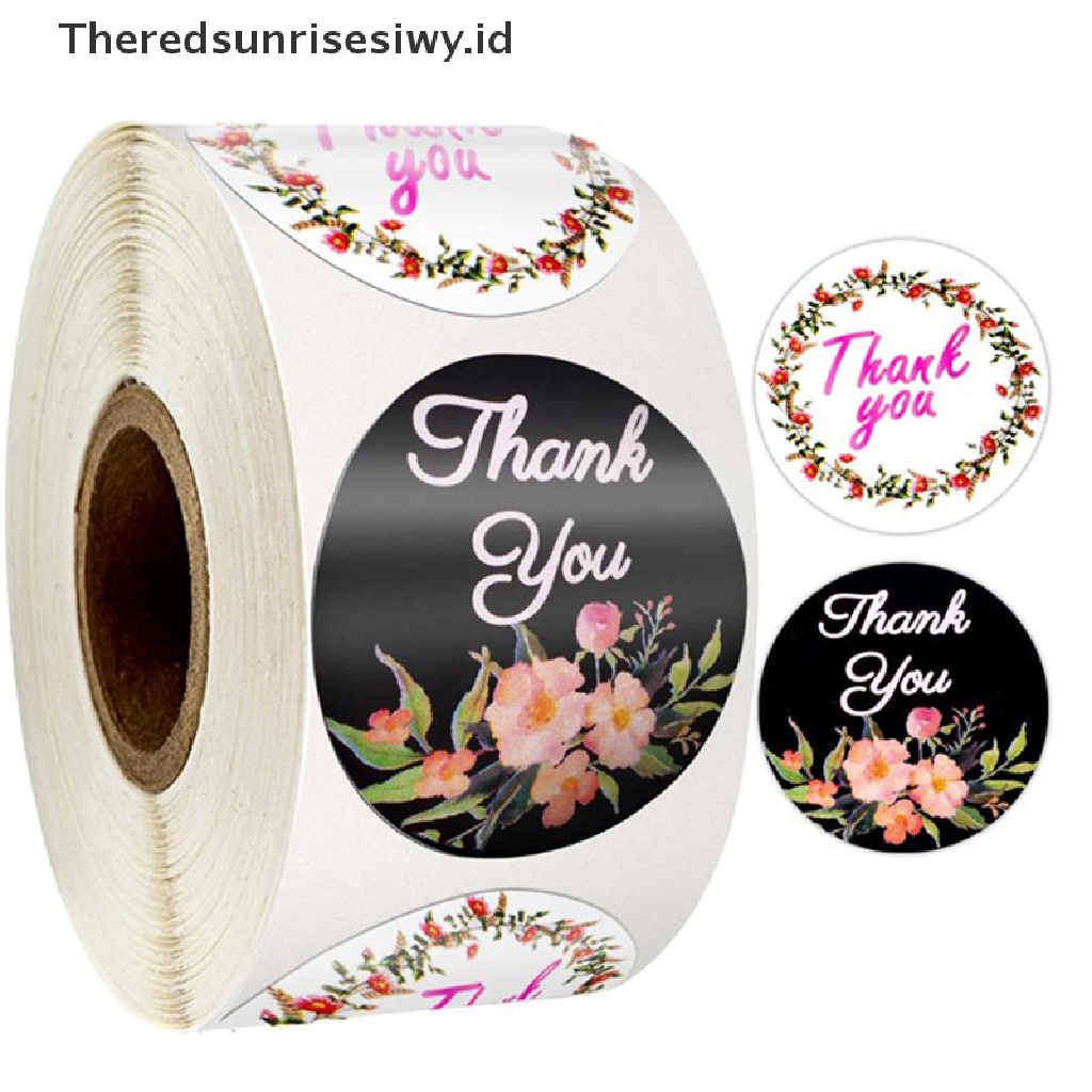 # Kado Mom &amp; PAPA DIY # 500pcs/roll Stiker Label Segel Motif Bunga Thank You Stiker Untuk Dekorasi Kado~