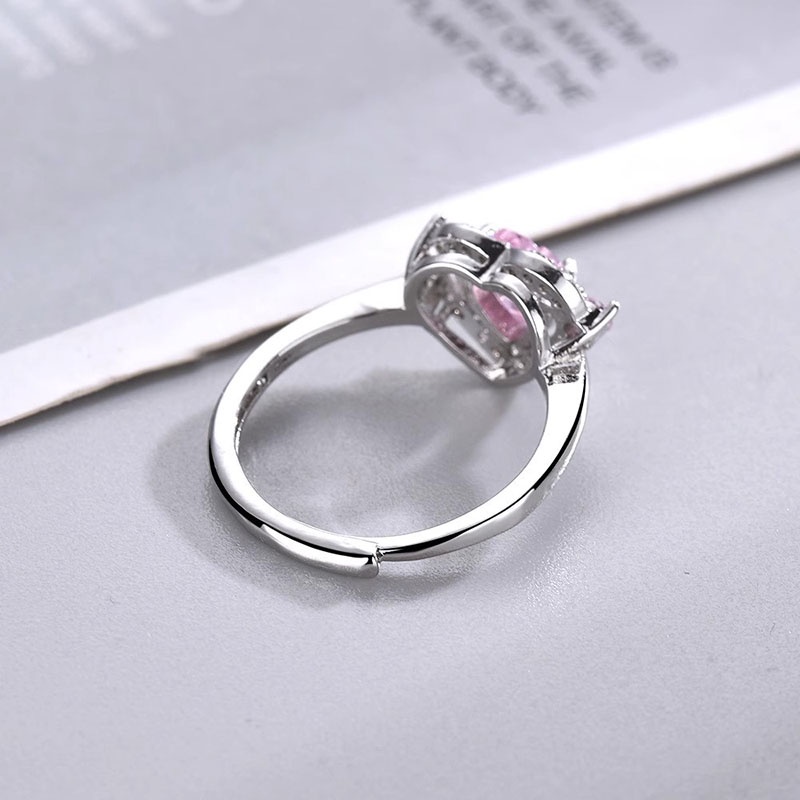 Cincin Geometris Hati Bahan alloy Berlian Imitasi Korea Untuk Wanita