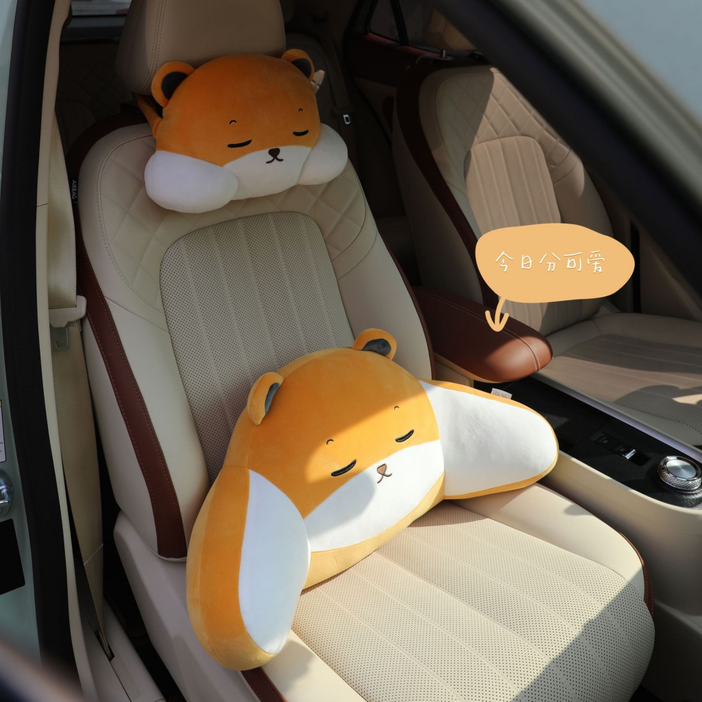 Headrest Kartun Kreatif Untuk Mobil, Bantal Berbentuk U Beruang Kecil Yang Lucu Untuk Penyangga Pinggang