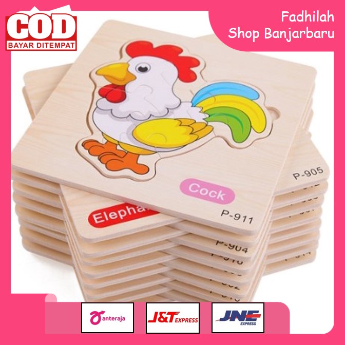 MAINAN PUZZLE KAYU ANAK HEWAN KARTUN/MAINAN EDUKASI ANAK BAYI / WOODEN PUZZLE TOYS | FADHILAH SHOP BJB