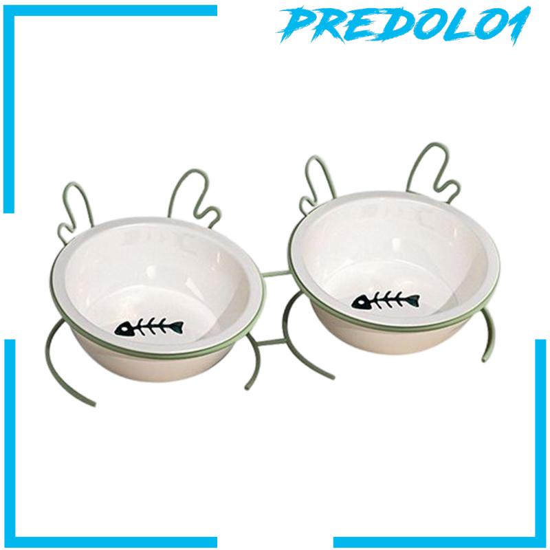 [Predolo1] Mangkuk Makanan Kucing Feeder Waterer Untuk Kucing Indoor Removable Raised Pet Water Bowl