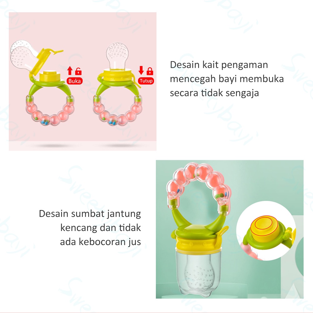 Sweetybayi Empeng dot buah anak bayi Rattle teether bayi Baby fruit feeder