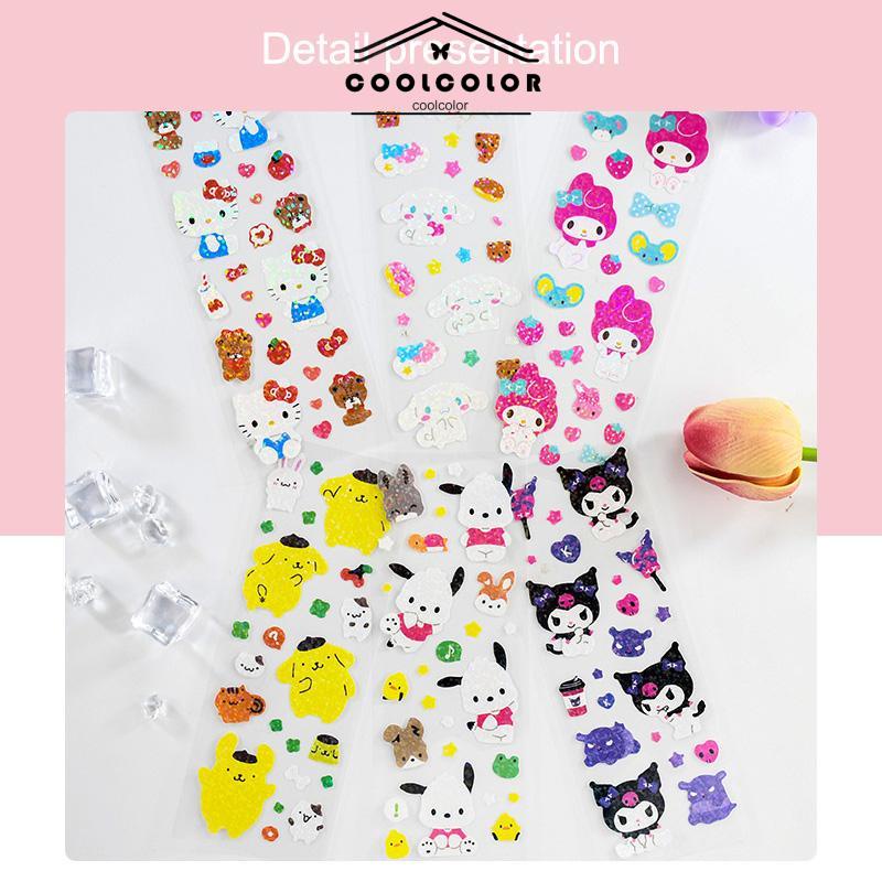 COD❤️Stiker Kuromi Kartun Cinnamoroll Melody Kuromi Pochacco Dog Shiny Sticker Dekorasi- cl