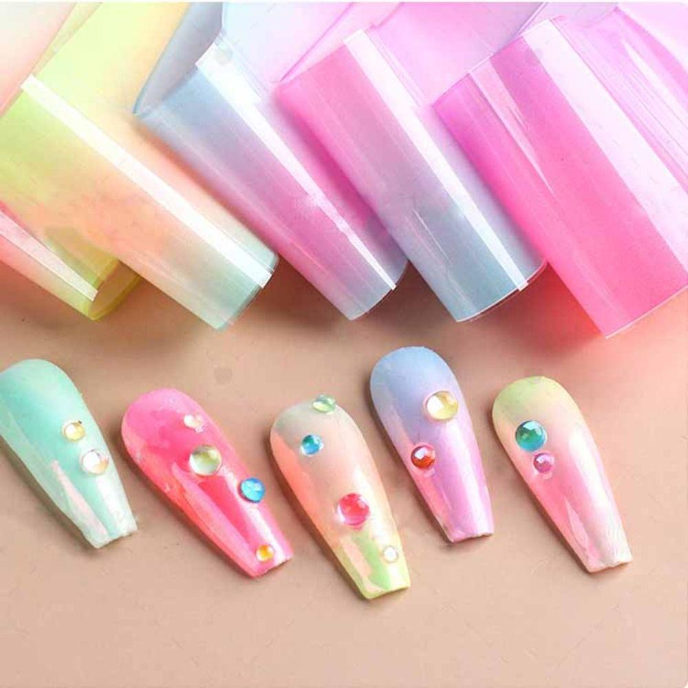 Needway Kertas Transfer Kuku Warna Gradasi Candy Color Fluorescent Color Dekorasi Nail Art