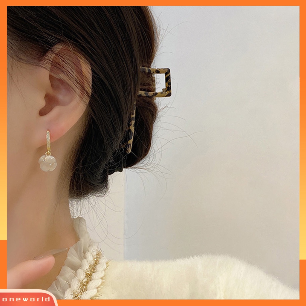 [EONE] 1pasang Menjuntai Anting Geometris Mengkilap Berlian Imitasi Bertatahkan Berkilau Terang Kilau Hias Hadiah Wanita Faux Opal Pendant Hoop Earrings Perhiasan Aksesori Fashion