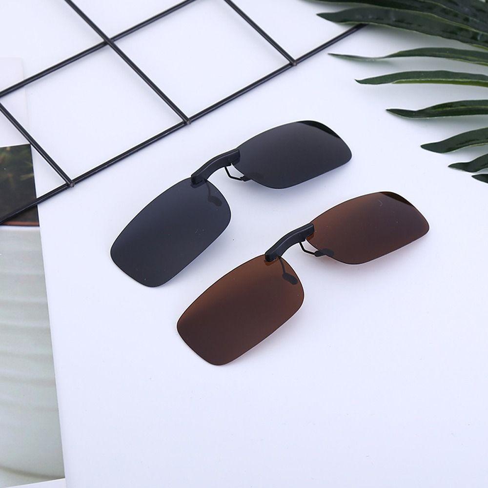 Agustinina Clip On Kacamata Lensa Night Vision Luar Vintage Perlindungan UV Pria Memancing Kacamata Photochromic Mengemudi Kacamata Anti Silau Rabun Dekat Night Vision Glasses