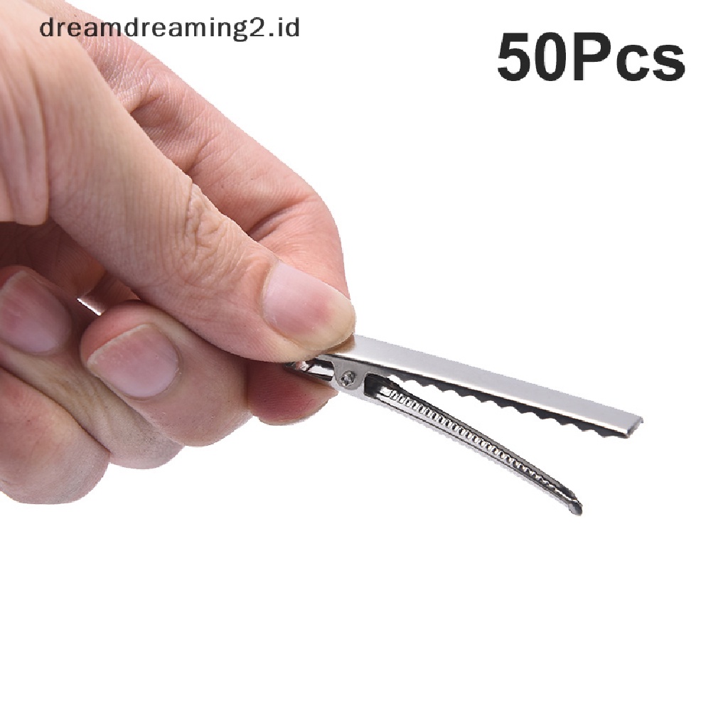 (dream) 50pc Silver Tone Metal Alligator Clip Penjepit Buaya Spring Clip Duckbill Clip//