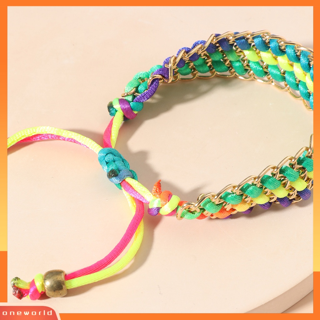 [EONE] Tali Kuat Universal Unisex Gelang Alloy Multicolor Handmade Anyaman Persahabatan Gelang Perhiasan Aksesoris