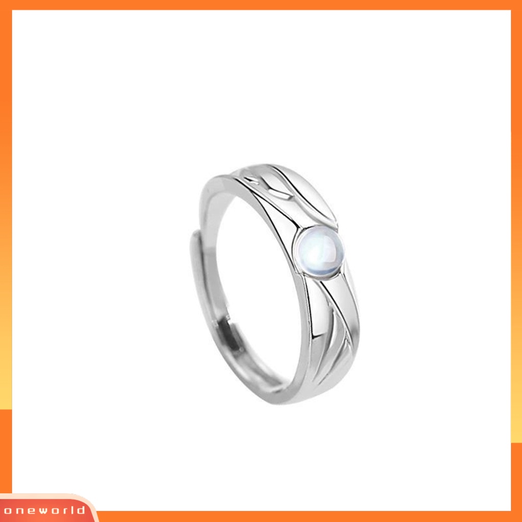 [EONE] Cincin Couple Vintage Glazed Black White Faux Moonstone Desain Pembukaan Yang Dapat Disesuaikan Hadiah Hias Tren Siswa Terbuka Cincin Perhiasan Pakaian Sehari-Hari