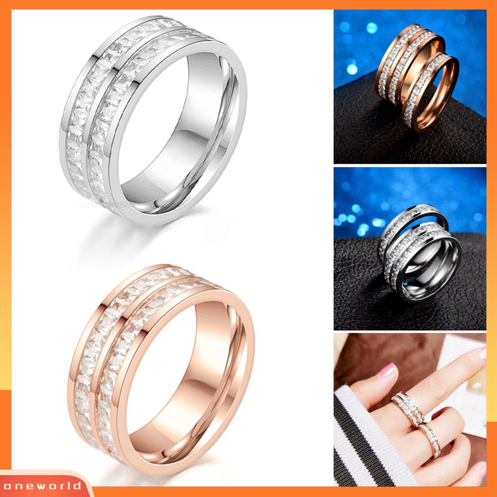 [EONE] Wanita Cincin Berlian Imitasi Gaya Pasangan Geometris Temperamen Kepribadian Menghias Berdandan Elegan Wanita Dapat Ditumpuk Cincin Perhiasan Aksesori