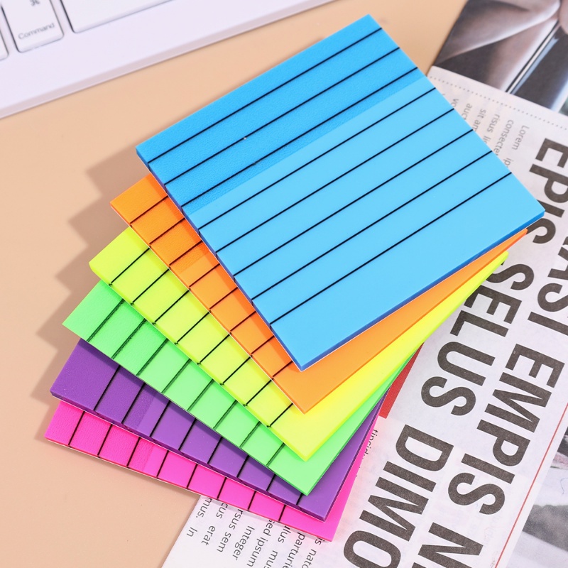 50pcs/set Warna Mini Transparan Writable Sticky Notes Horizontal Tembus Cahaya Neon Tahan Air PET Indeks Stiker Alat Tulis Siswa Perlengkapan Sekolah