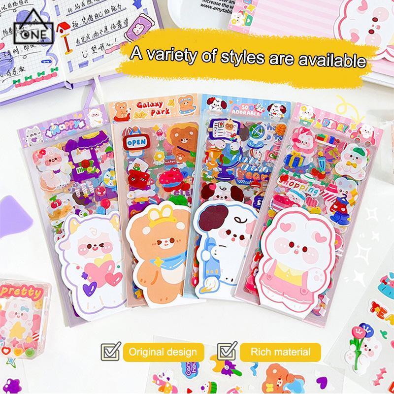 COD❤️Stiker Scrapbook Lucu Kartun Kartun PET Tahan Air DIY Bahan Dekorasi Cangkir Air Stiker-A.one