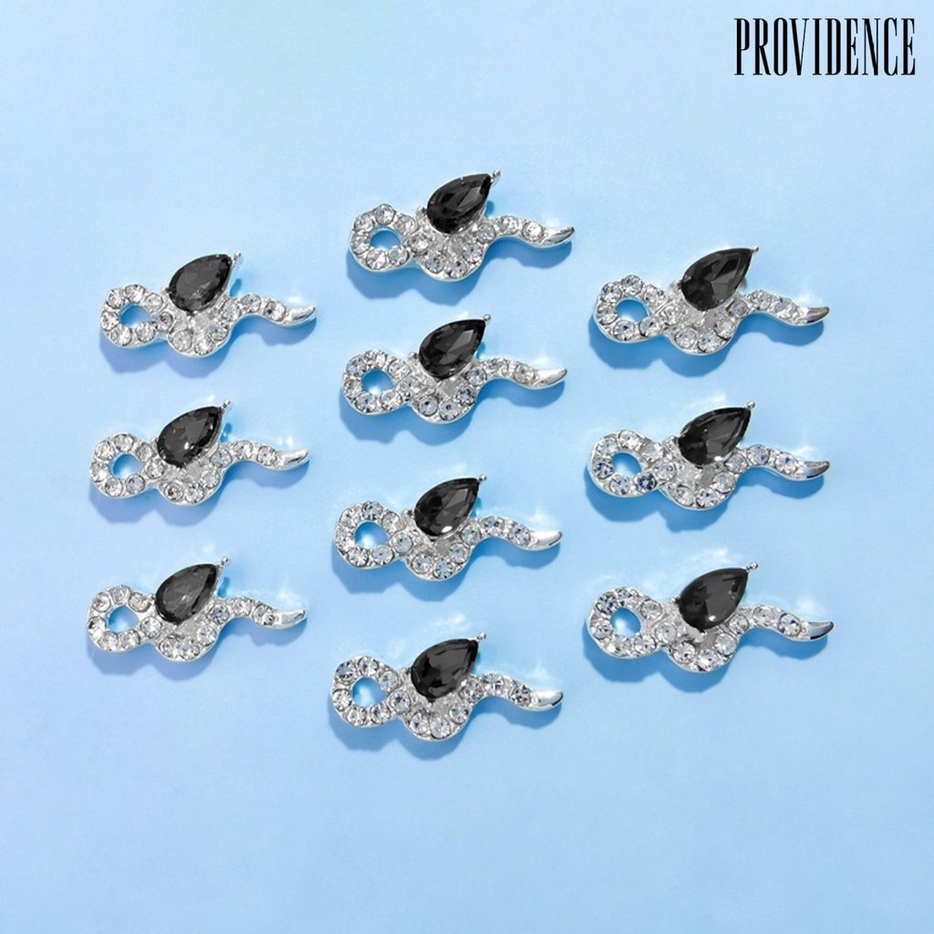 Providence 10Pcs Dekorasi Kuku Bentuk Indah Efek Visual Mengkilap Aplikasi Lebar Paduan Hias Berlian Imitasi Berkilau Gaya DIY Nail Art Charms Aksesoris Kuku