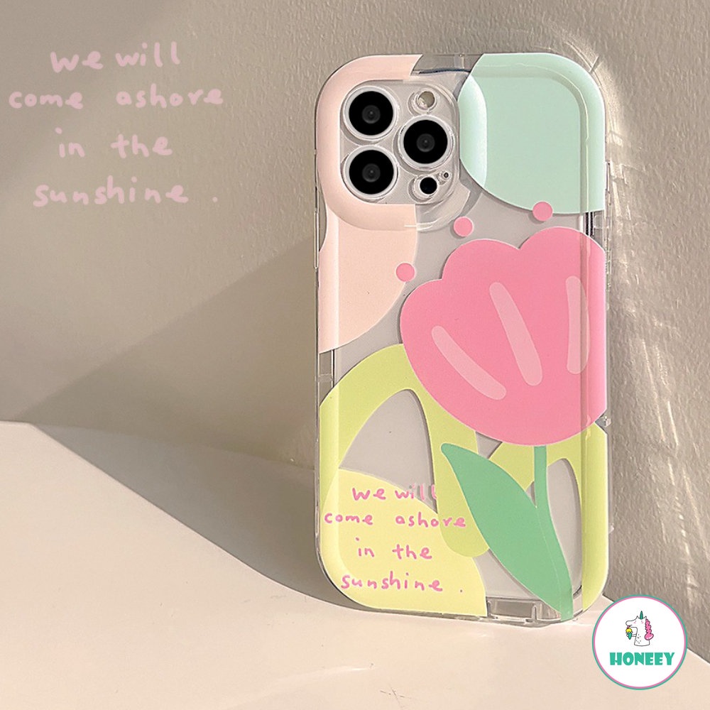 IPHONE Retro Gadis Manis Tulip Bud Art Casing Ponsel Transparan Untuk Iphone14 13 11 12 Pro Max14 Plus Case Kartun Lucu Cover