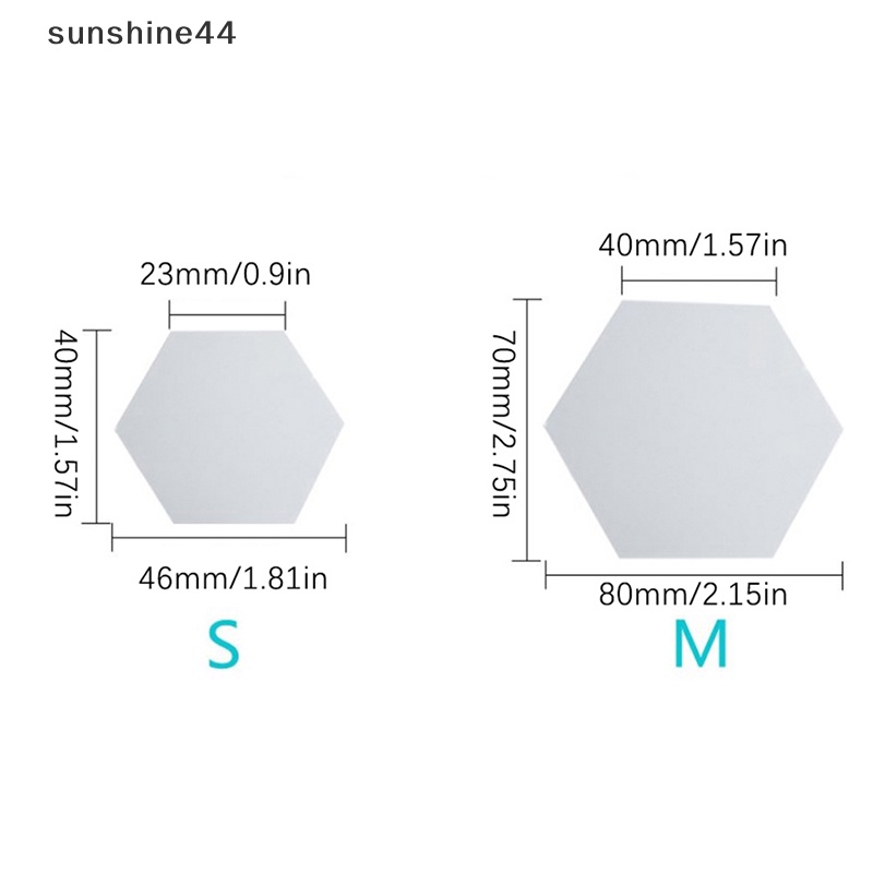 Sunshine 12Pcs Hexagon Vinyl Dekorasi Rumah Stiker Dinding Decal DIY Removable 3D Cermin ID