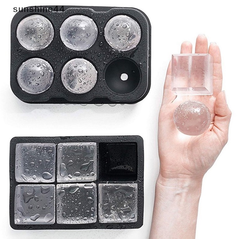 Sunshine Cetakan Es Batu Silikon Black Ice Ball Mold Alat Cetakan Ice Tray Kotak Bulat ID