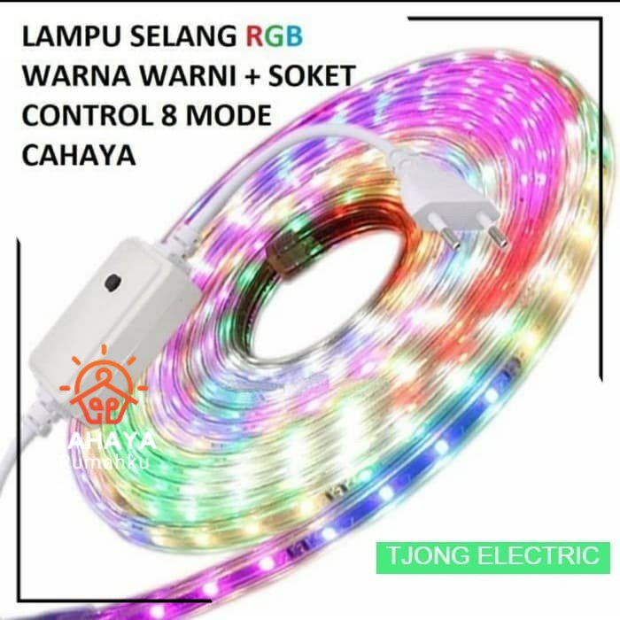 Lampu LED STRIP SELANG RGB 3528 2835 10M METER 220V 10 M OUTDOOR