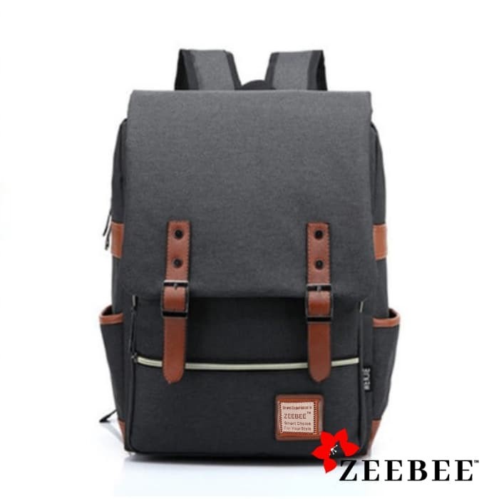 Zeebee Retro Backpack / Ransel Wanita / Ransel Pria / Tas Laptop - Hitam