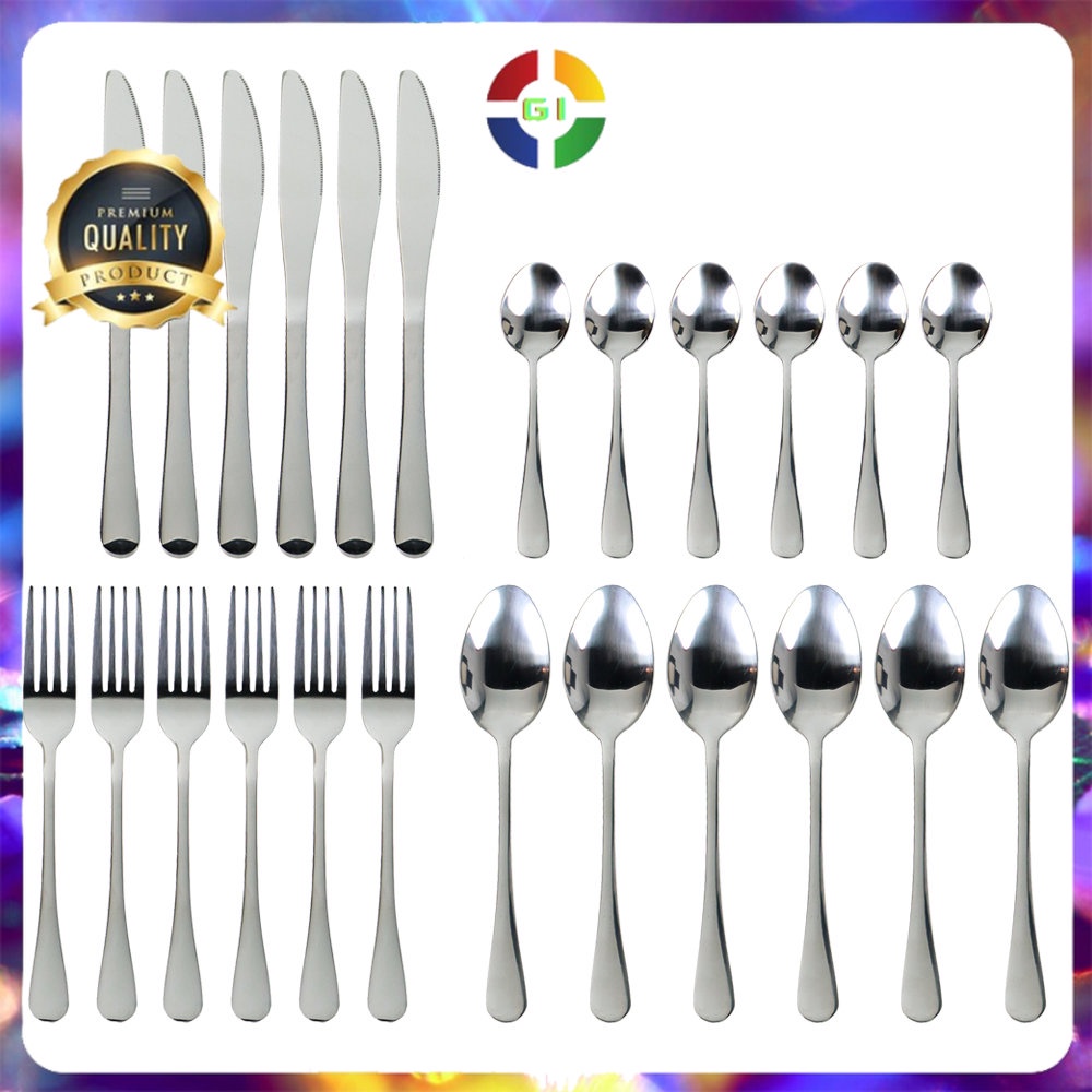 Set Perlengkapan Makan Sendok Garpu Pisau Cutlery 24 PCS Silver