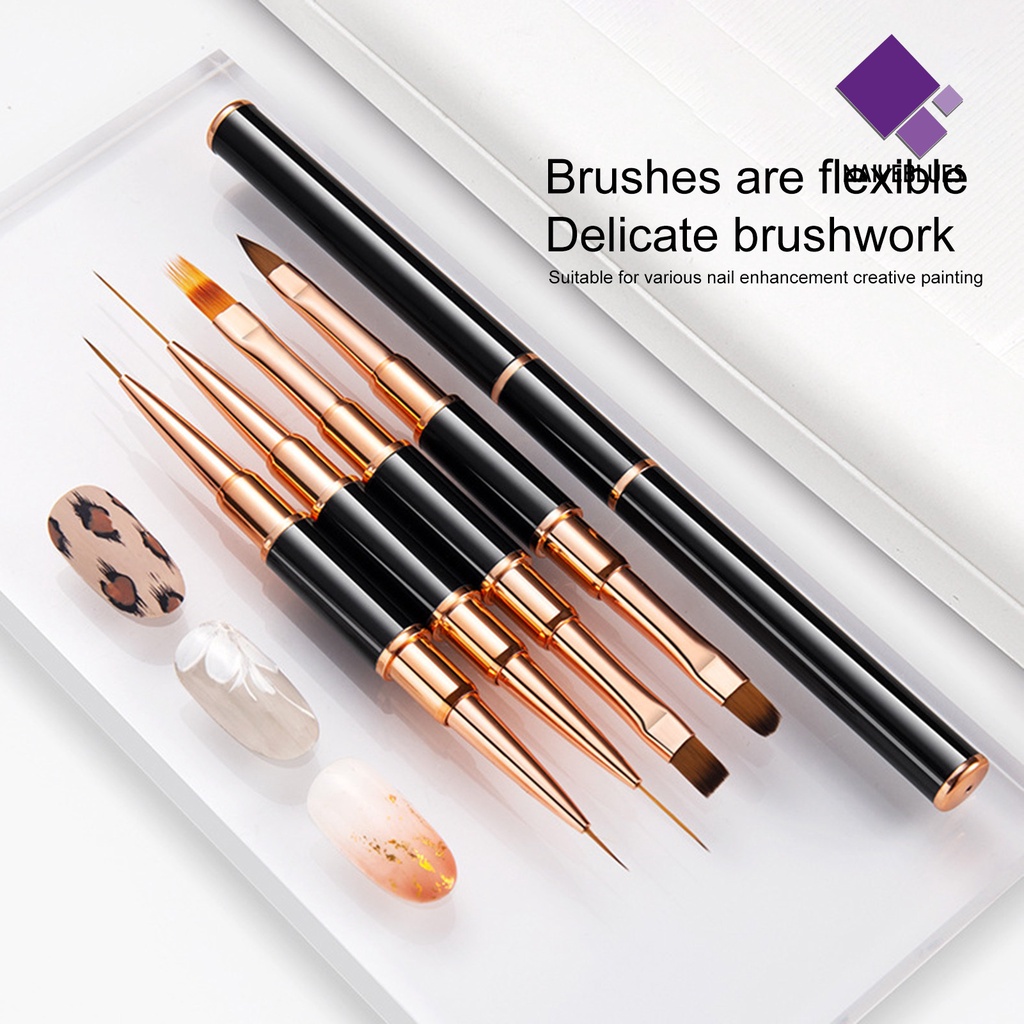 [naiveblues] 5pcs/set5.7.9 /9.11 /15.20Mm Nail Art Brushes Multi-Gaya Dual Head Nib DIY Nail Drawing Liner