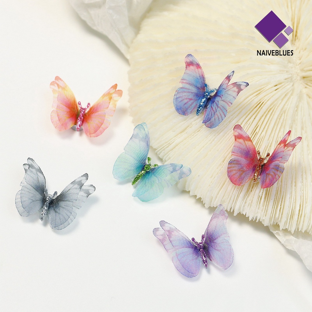 [naiveblues] 6pcs Dekorasi Kuku 3D Tampil Realistis Warna Vibrant Efek Visual Kuku Aplikasi Dapat Dilepas