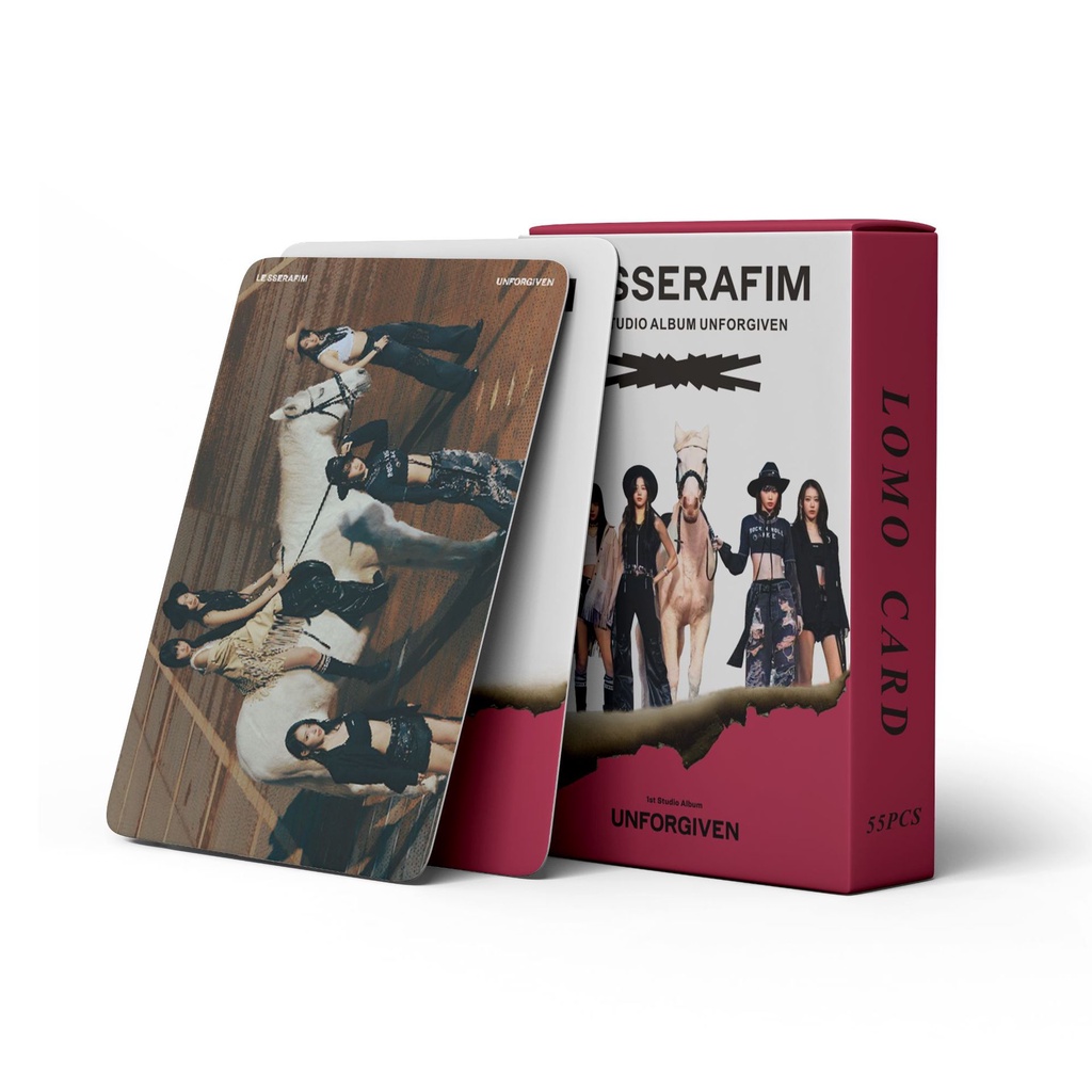 55pcs/box LE SSERAFIM UNFORGIVEN Photocards Album Ke 1 Kartu Lomo Lesserafim2023Kartu Pos Kpop