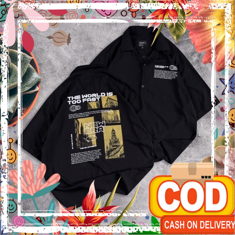 Kemeja Distro Full Print Motif New Era/ tebel pol