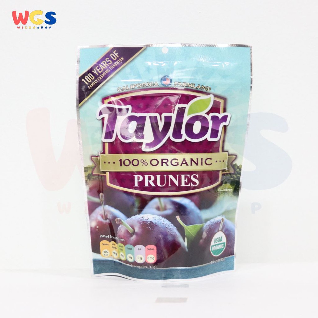 Taylor 100% Organic Prunes All Naturally USA California 250 gr