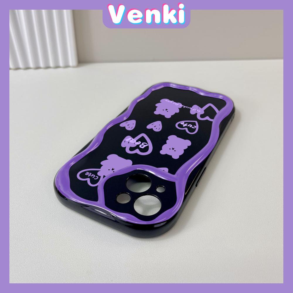 VENKI - For iPhone 11 iPhone Case 3D Curved Edge Wave Glossy Black TPU Airbag Shockproof Camera Cover Purple Bear Compatible with iPhone 14 13 Pro max 12 Pro Max xr xs max 7 8Plus