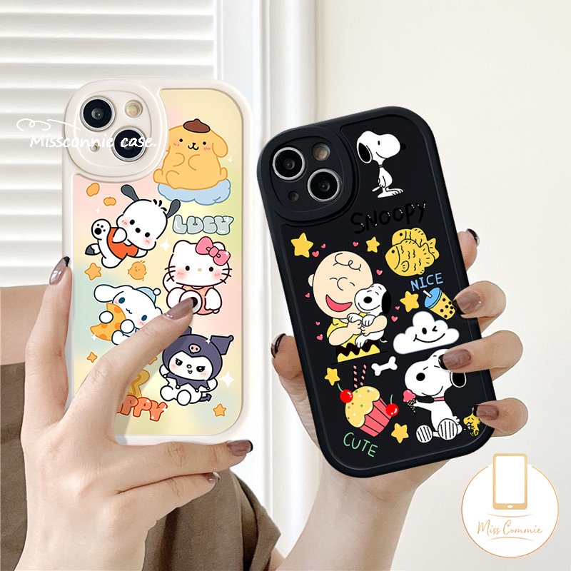 Kartun Snoopy Lucu Holle Kitty Case Kompatibel Untuk IPhone 7Plus 11 14 13 12 Pro Max XR X XS Max7 8 6 6s Plus SE 2020 Cerita Mainan Kartun Yang Indah Lembut Shockproof Cover