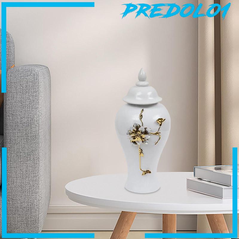 [Predolo1] Toples Candi Vas Porcelain Dengan Tutup Ginger Jar Putih Serbaguna Gaya Oriental