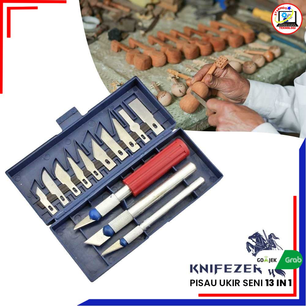 

KNIFEZER Set Pisau Ukir Seni 13 in 1 Crafting Knife 3 Handle - A-003 STARINDO