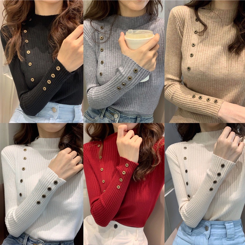 TELLY ➡️ BJ-040 Turtleneck Knit Long Sleeve Korean Style Import Premium New Release | Atasan Turtleneck Rajut Korean Style