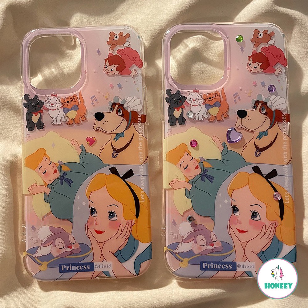 IPHONE Casing Kartun Disney Princess Alice Kompatibel Dengan Iphone14 13 12 11 Pro Max 14 Pro Shockproof Gadis Lucu Penutup Belakang