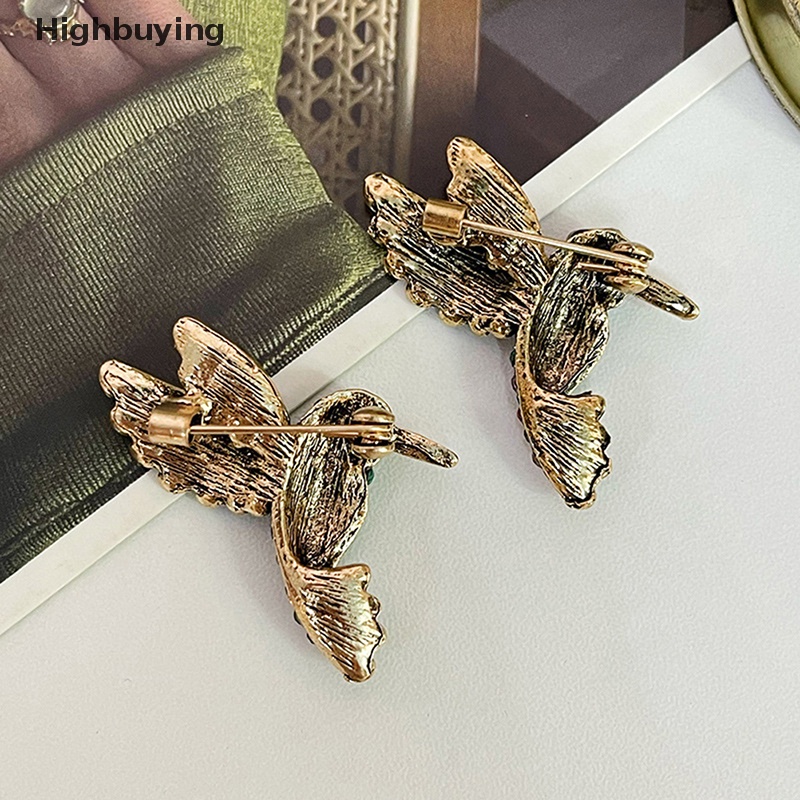 Hbid Fashion Wanita Hewan Berlian Imitasi Burung Bros Untuk Wanita Hummingbird Lapel Pin Pakaian Pesta Perhiasan Aksesoris Glory