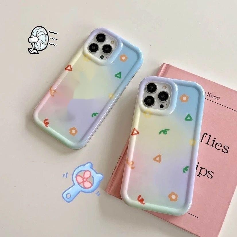 IPHONE Musim Panas Efek Halo Dyeing Airbag Rotating Fan Design Phone Case Kompatibel Dengan Iphone12 13 14 11 Pro Max X Xs Max Xr Fdcvg