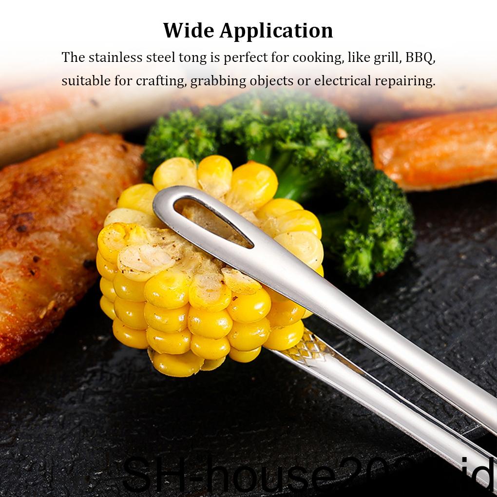Penjepit BBQ Stainless Steel Gagang Panjang Salad Klip Makanan Roti Serving Tong Alat Masak Untuk Aksesoris Outdoor
