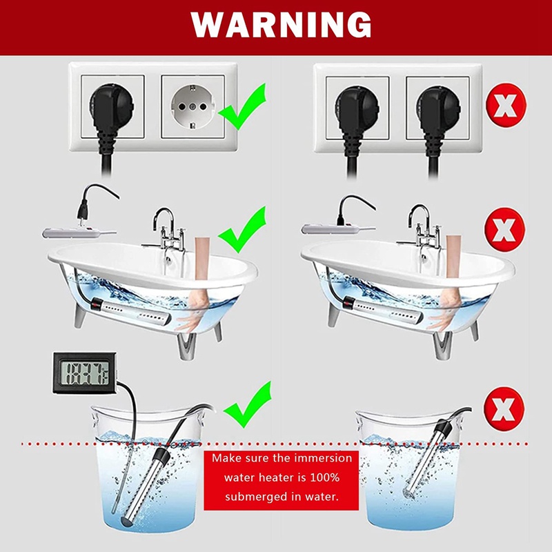 Pemanas Air Celup, Pemanas Ember Elektrik Dengan Timer Auto Shut Off Hot Tub Heater Untuk Rumah Musim Dingin