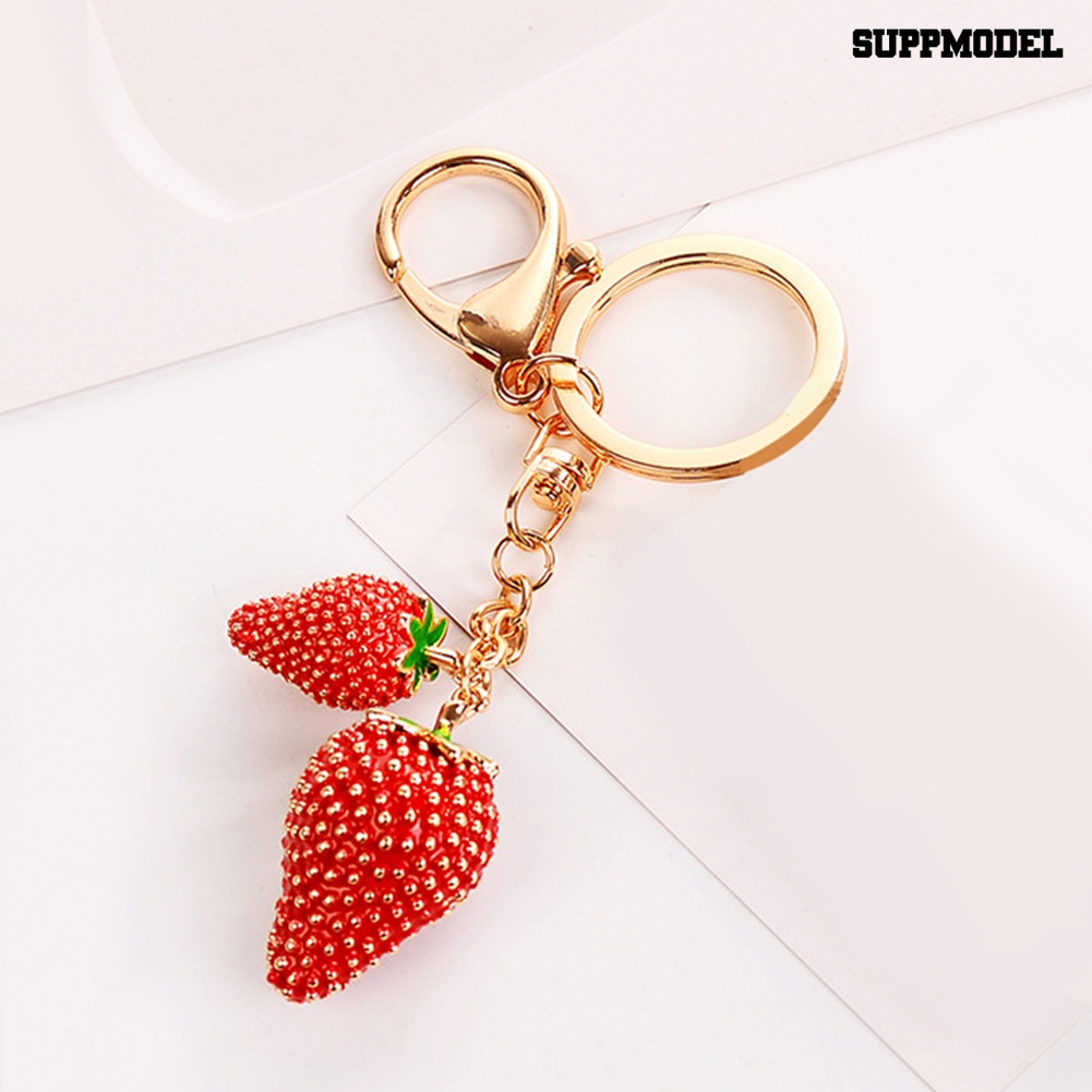 [SM Otomatis] Wanita Fashion Strawberry Buah Gantungan Kunci Key Ring Bag Gantung Hiasan Liontin