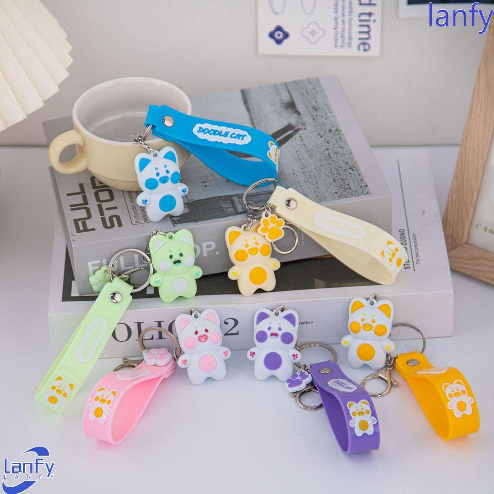 Lanfy Wanita Gantungan Kunci Hadiah Kepribadian Lucu DuDu Kucing Paduan Dekorasi Key Holder