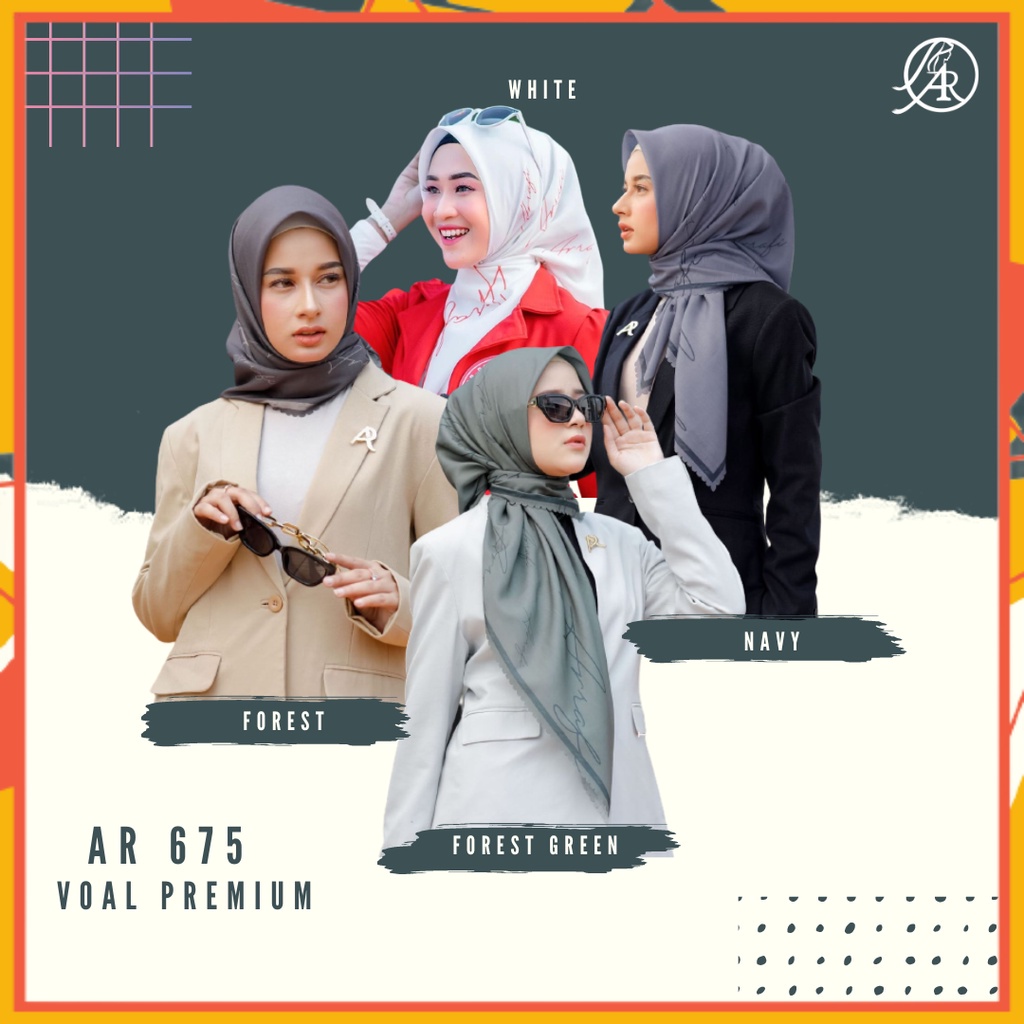 Hijab Segi Empat Premium Branded Hijab Arrafi AR 675