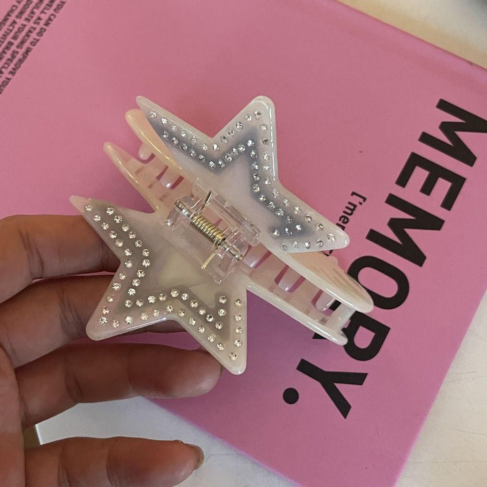 Fishstick Star Acetate Hair Claw Elegant Sweet Y2k Style Hair Crab Clip Ponytail Holder Besar Hairgrips Zircon Korea Jepit Rambut