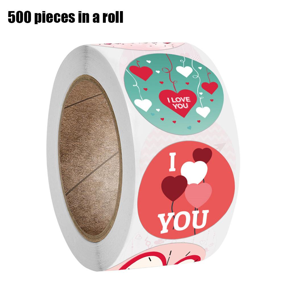 500 Pcs/Roll Stiker Hati Bulat Baking Label Tas Penyimpanan DIY Dekorasi Sealing Decals Hadiah