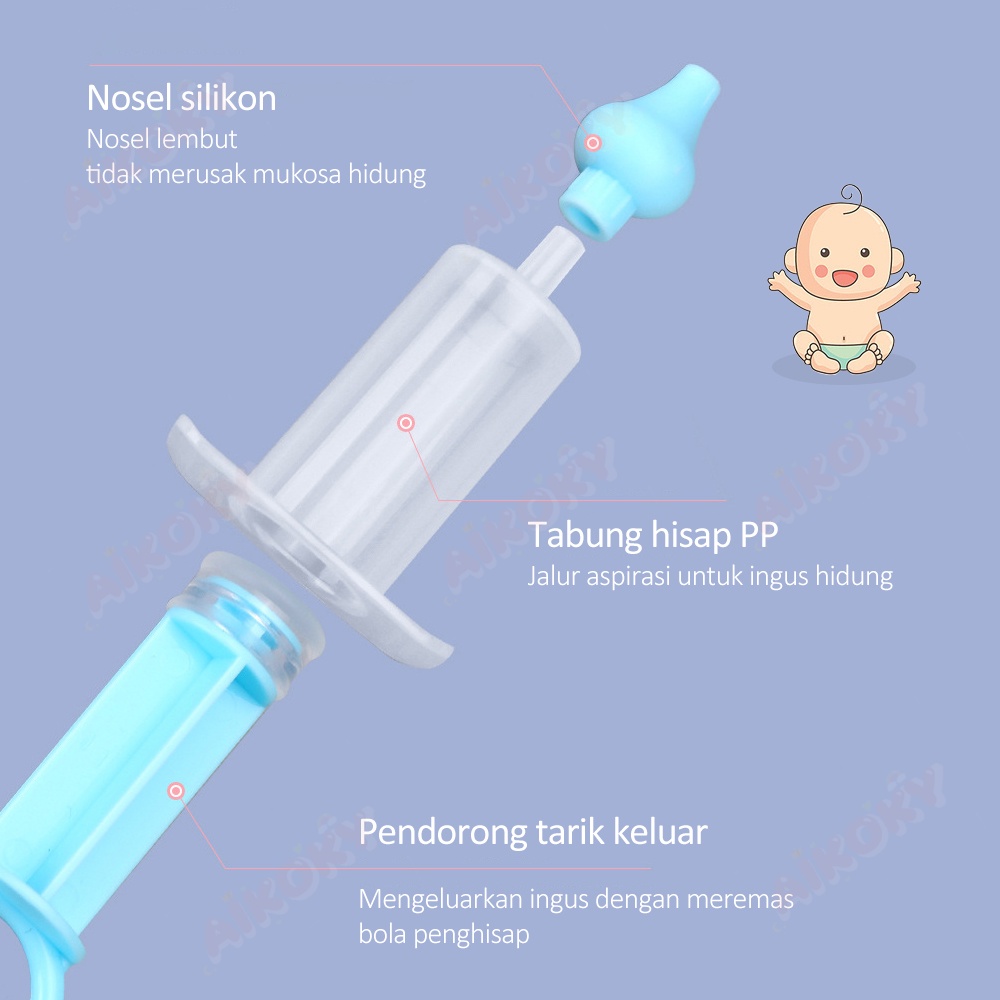 AIKOKY Alat Penyedot Sedot Ingus Bayi / Pembersih Hidung Bayi / Nose Cleaner / Nasal Aspirator Baby