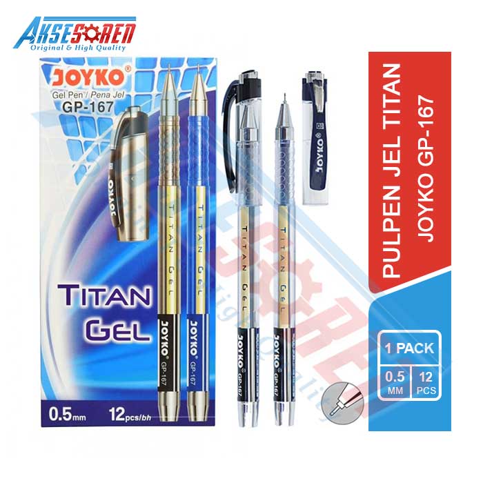 

Pulpen Titan Gel Joyko 1 Pack [GP-167/12 Pcs] / Pulpen 1 Pack Joyko / Pulpen Gel 1 Pack / Bolpoin Joyko 1 Pak Gel / Bolpoint 1 Pack Murah / Balpen / Pulpen Jel 1 Pak / Pulpen Tinta Hitam / Pena 1 Lusin / Joyco [0.5mm]